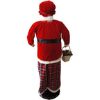 58 in. Christmas Dancing Mrs. Claus with Tartan Skirt and Gift Basket