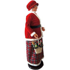 58 in. Christmas Dancing Mrs. Claus with Tartan Skirt and Gift Basket