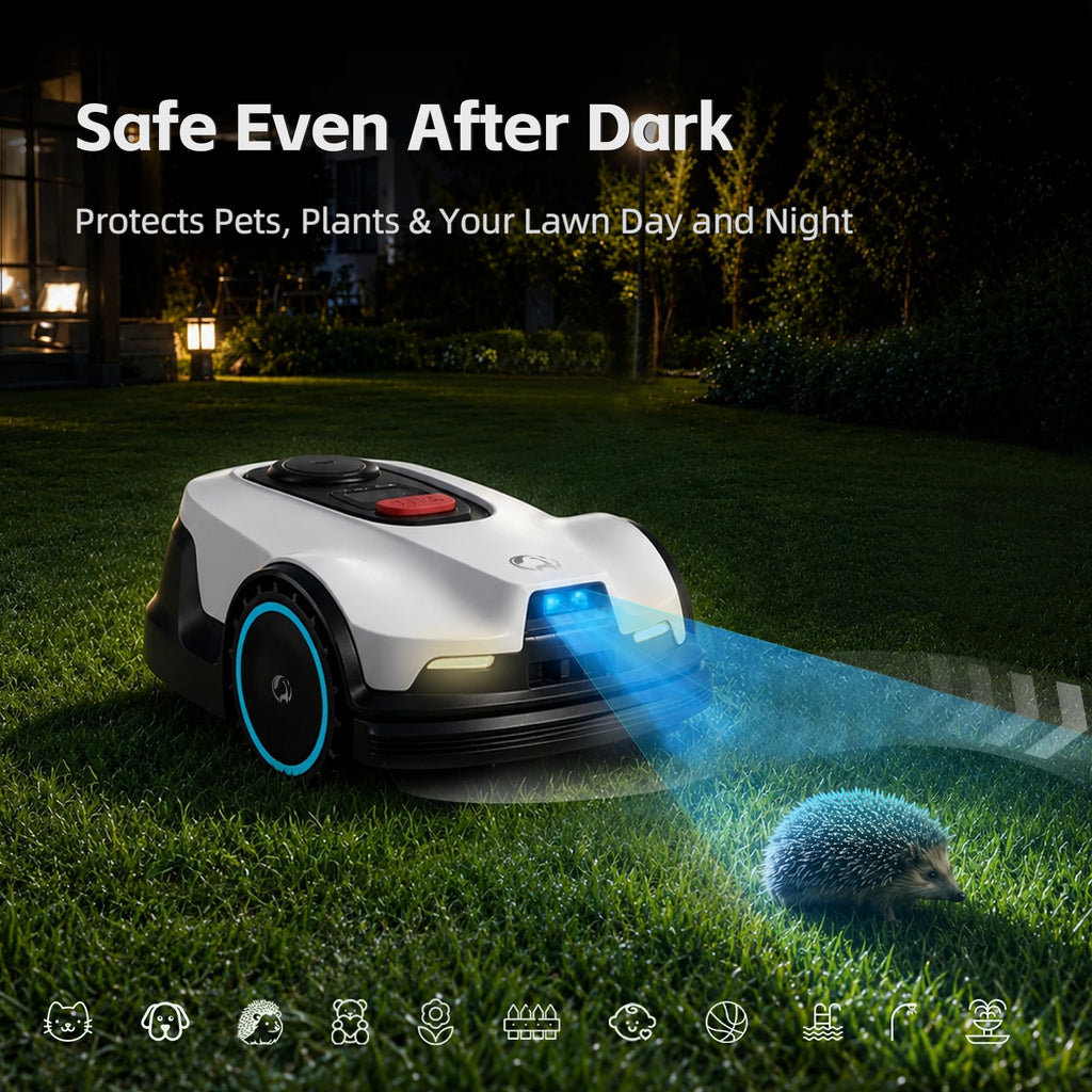 Lawn Mower, Visual+RTK Navigation, Works Under Trees, No Wire, Covers Up to 1/4 Acre, Robotic Mower with Auto Mapping &amp; 6000mAh high-Capacity Battery