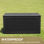 100 Gallon Waterproof LarResin Deck Box Indoor Outdoor Lockable StoraContainer for Patio Furniture Cushions Garden Tools (100 Gallon, Black)