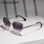 Design Rimless Fashion Cat Eye Gradient Driving UV400 Clear Vintage Sunglasses