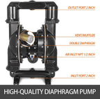 vevor 140 gpm air-operated double diaphragm pump 2" inlet outlet
