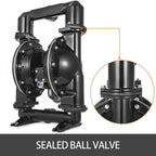 vevor 140 gpm air-operated double diaphragm pump 2" inlet outlet