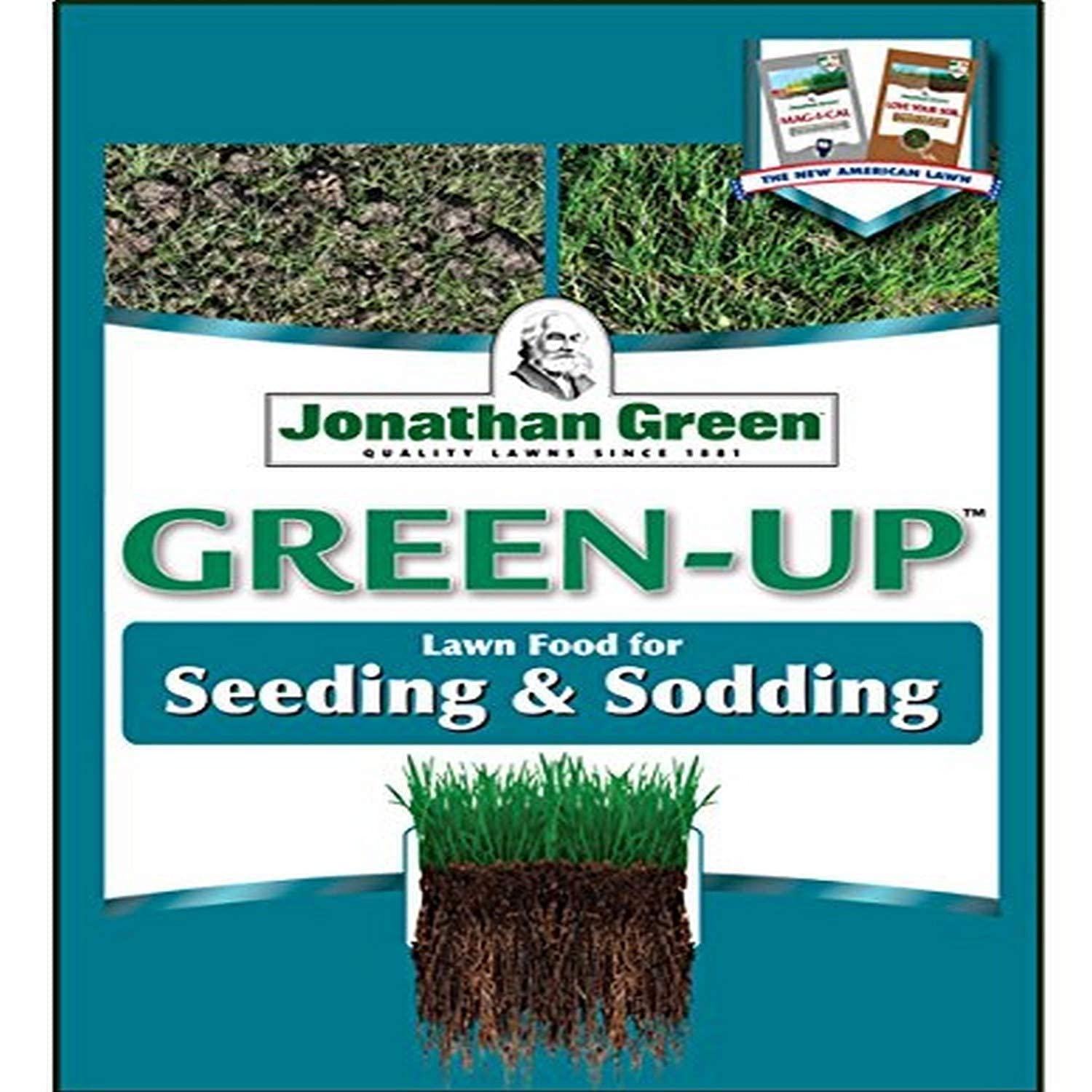 2 pack of jonathan green &amp; sons, 11543 green up 12-18-8, seeding &amp; sodding lawn fertilizer, 15000 sq. ft.