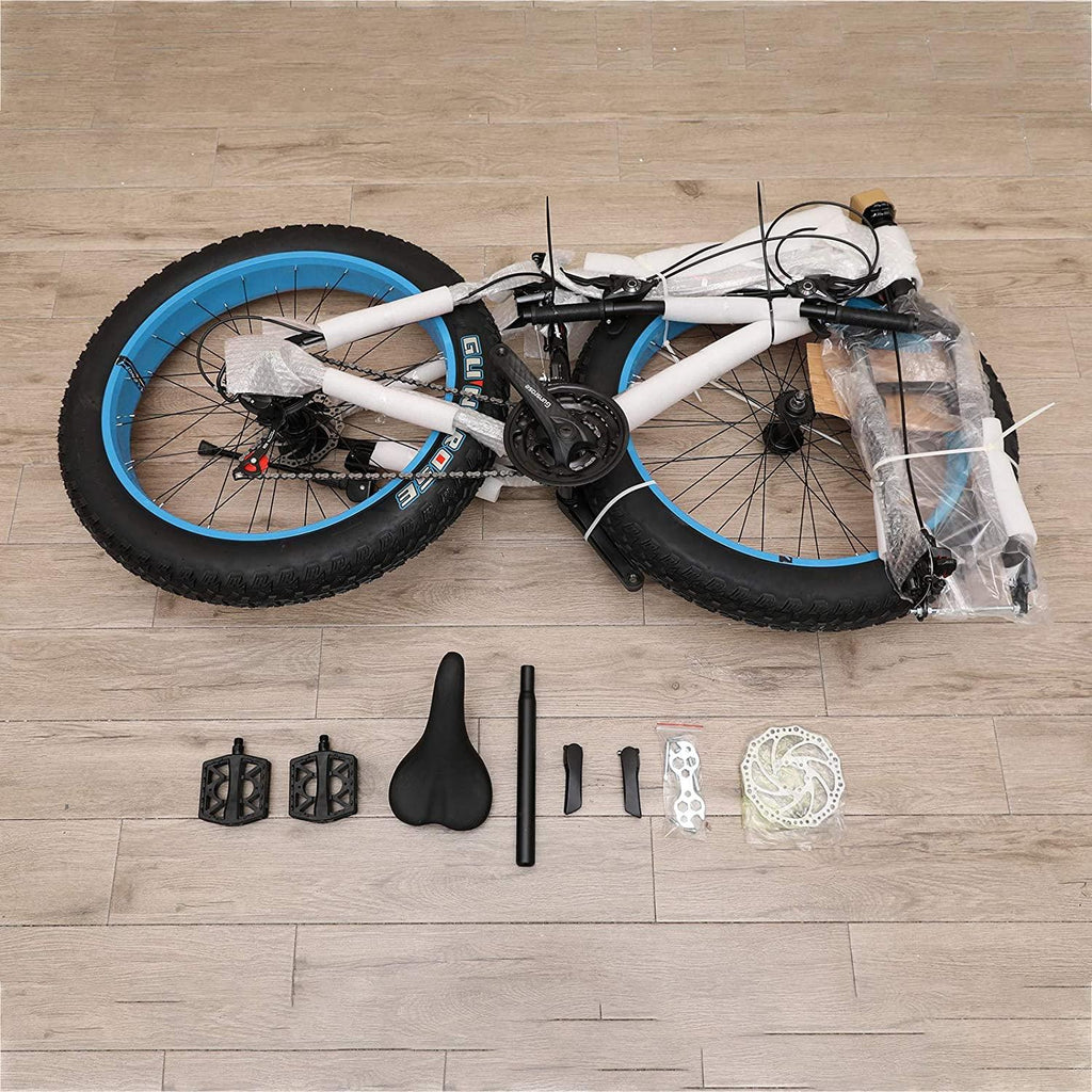 hosote Fat Tire Mens Mountain Bikes, 26 inch Wheels 7/21 Speed Snow Bike Beach Bike, High-Tensile Carbon Steel Frame