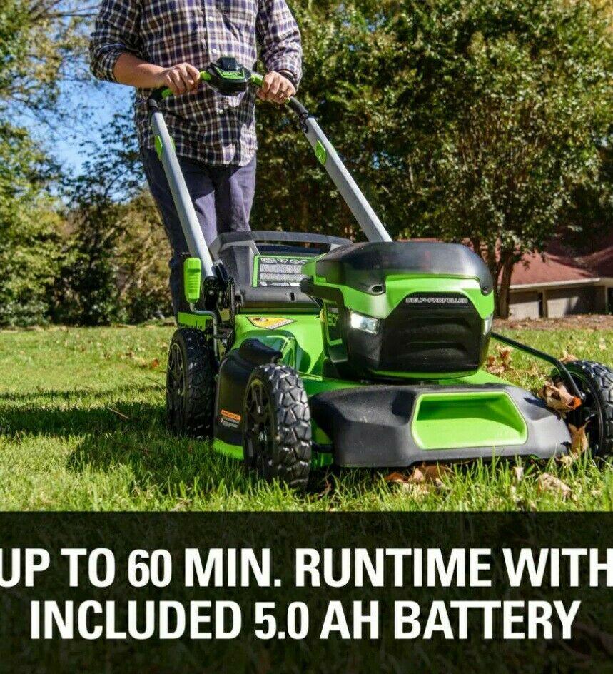 PRO 21 in. 60-Volt Battery Cordless Push Lawn Mower 5.0 Ah Battery Charger New