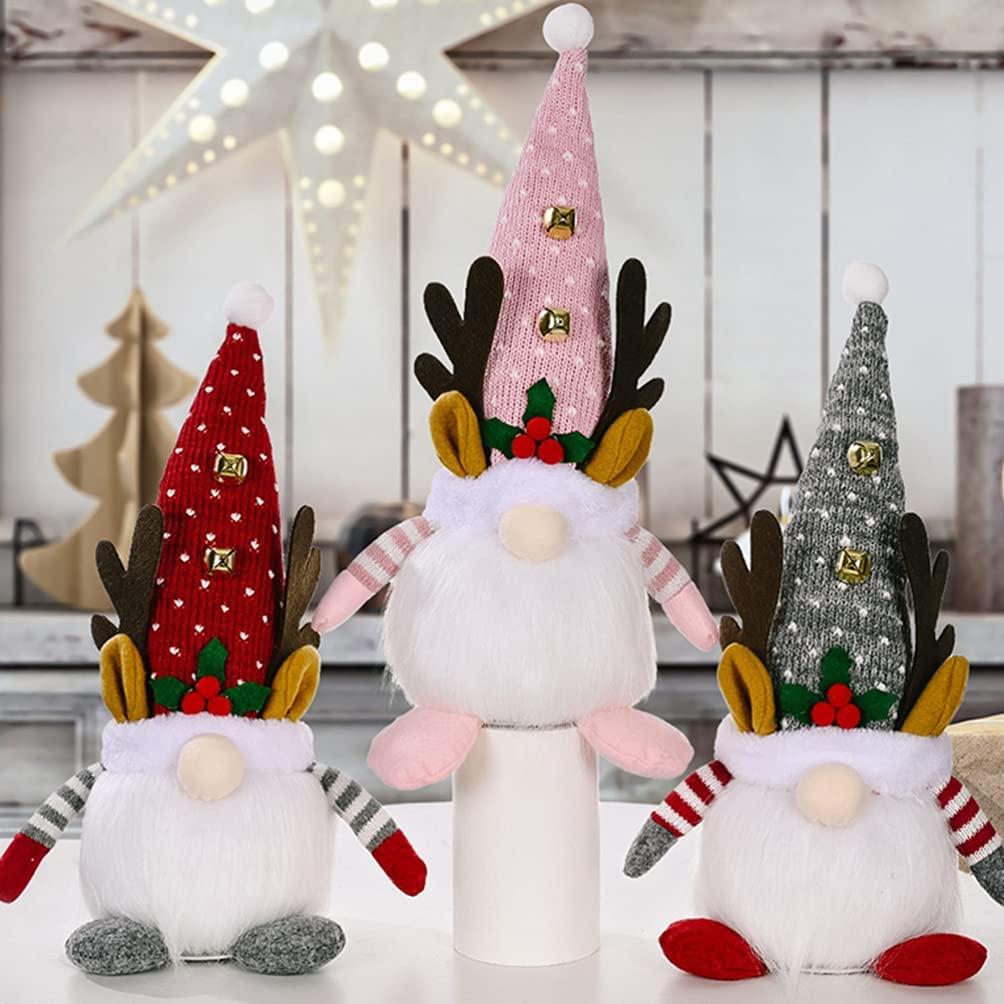 TOYANDONA 1 Pieces Christmas Gnomes Decorations with LED Light,  Swedish Tomte Christmas Elf Table Ornaments Winter Holiday Party Home Decor, Red