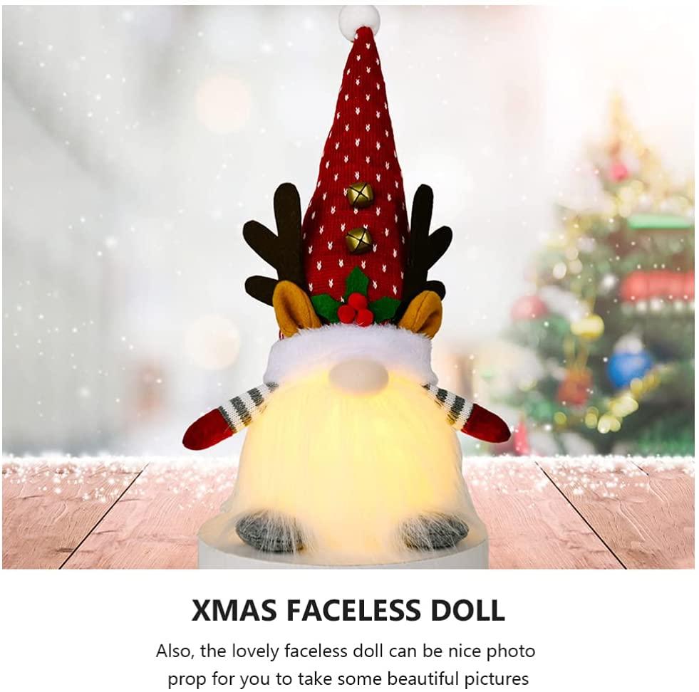 TOYANDONA 1 Pieces Christmas Gnomes Decorations with LED Light,  Swedish Tomte Christmas Elf Table Ornaments Winter Holiday Party Home Decor, Red