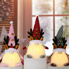 TOYANDONA 1 Pieces Christmas Gnomes Decorations with LED Light,  Swedish Tomte Christmas Elf Table Ornaments Winter Holiday Party Home Decor, Red