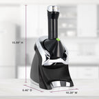 Deluxe Frozen Fruit Soft Serve Dessert Maker, Vegan and Dairy-Treats with No Added Sugar, Easy Push Button Operation, Includes 75 Recipe Booklet, Dishwasher Safe Parts, in Black