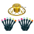 Gold Metal Rotating Artificial Christmas Tree Stand w/Twinkly App Controlled RGB Lights