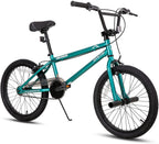 JOYSTAR Gemsbok 20 Inch Kids Bike Freestyle BMX Style for Youth and Beginner Level to Advanced Riders, 20" Wheels Juvenile Bicycles, Dual Hand Brakes Steel Frame, Black Green Oil Slick