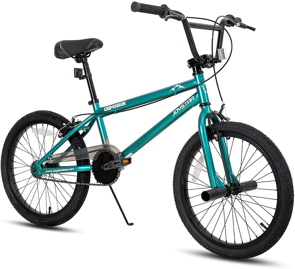 JOYSTAR Gemsbok 20 Inch Kids Bike Freestyle BMX Style for Youth and Beginner Level to Advanced Riders, 20" Wheels Juvenile Bicycles, Dual Hand Brakes Steel Frame, Black Green Oil Slick