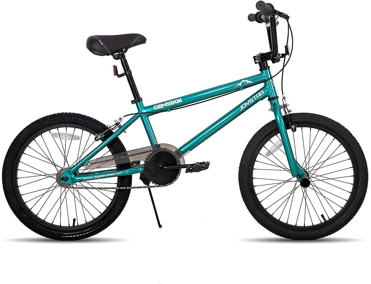 JOYSTAR Gemsbok 20 Inch Kids Bike Freestyle BMX Style for Youth and Beginner Level to Advanced Riders, 20" Wheels Juvenile Bicycles, Dual Hand Brakes Steel Frame, Black Green Oil Slick