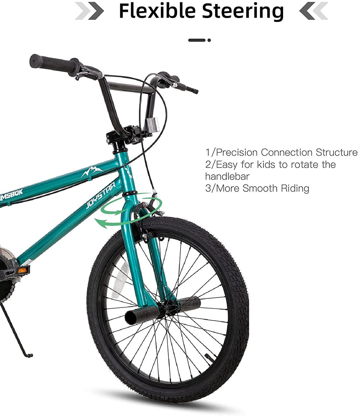 JOYSTAR Gemsbok 20 Inch Kids Bike Freestyle BMX Style for Youth and Beginner Level to Advanced Riders, 20" Wheels Juvenile Bicycles, Dual Hand Brakes Steel Frame, Black Green Oil Slick