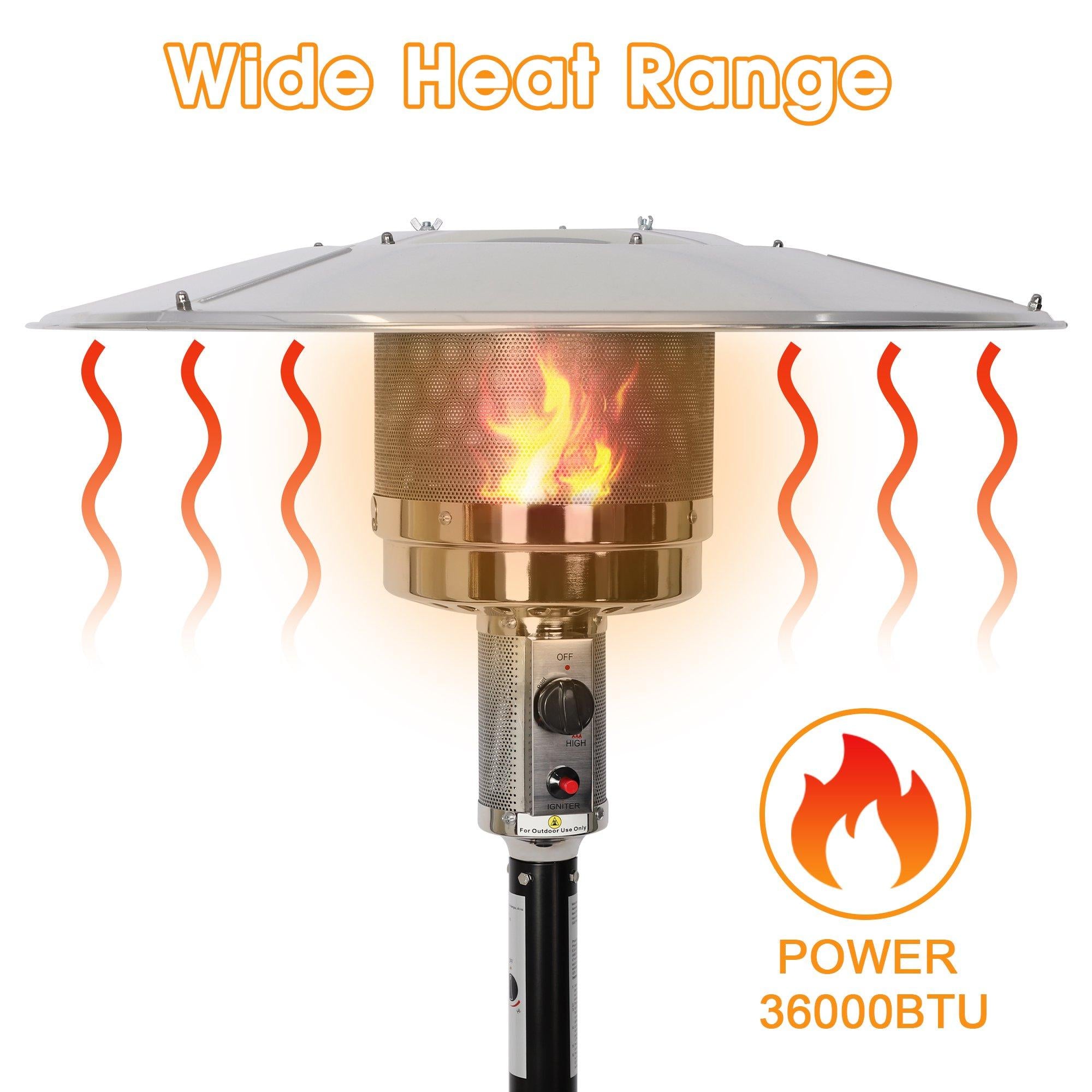 Propane Patio Heater for Outdoor Garden, 87” High Quick Space Warm Up with Simple Ignition System, Anti Tilt Switch Power Heater with Wheels, ETL Certified