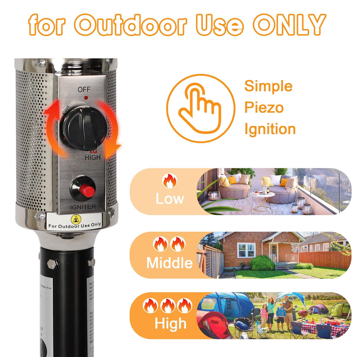 Propane Patio Heater for Outdoor Garden, 87” High Quick Space Warm Up with Simple Ignition System, Anti Tilt Switch Power Heater with Wheels, ETL Certified