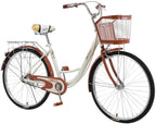 26 Inch Beach Cruiser Bicycle, Classic Bicycle Retro Bicycle, Women's Bicycle with Basket and Back Seat