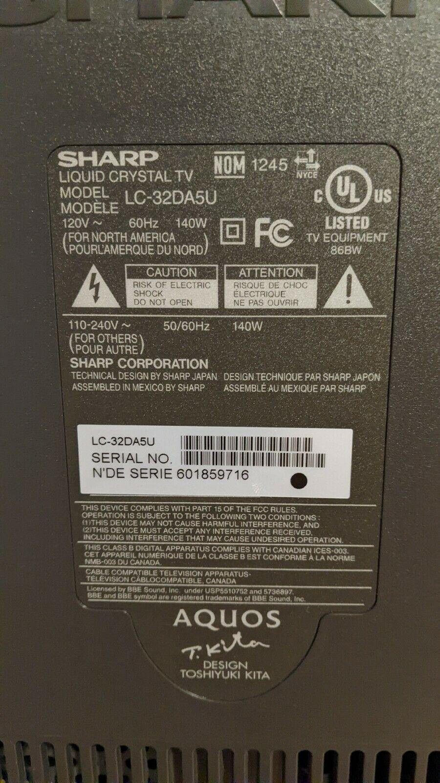sharp aquos lc-32da5u 32-inch hd-ready flat-panel lcd tv
