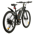UL 26 In. 36 V 350 W 12.5 AH Black Electric City Snow Mountain Beach Bicycle  7 Speed Pedal Assist with Brushless Motor Cruiser