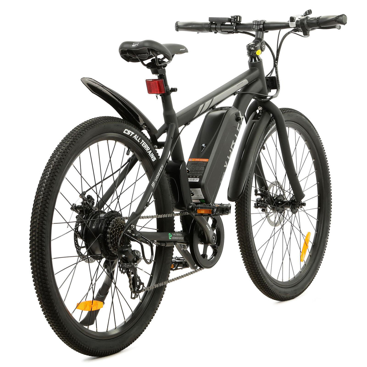 UL 26 In. 36 V 350 W 12.5 AH Black Electric City Snow Mountain Beach Bicycle  7 Speed Pedal Assist with Brushless Motor Cruiser