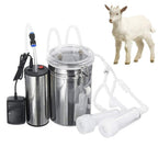 goat milking machine kit for sheep portable electric milker milking machine with 2 teat cups, adjustable vacuum pump food silicone grade hose 2l