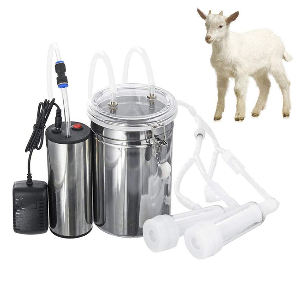 goat milking machine kit for sheep portable electric milker milking machine with 2 teat cups, adjustable vacuum pump food silicone grade hose 2l