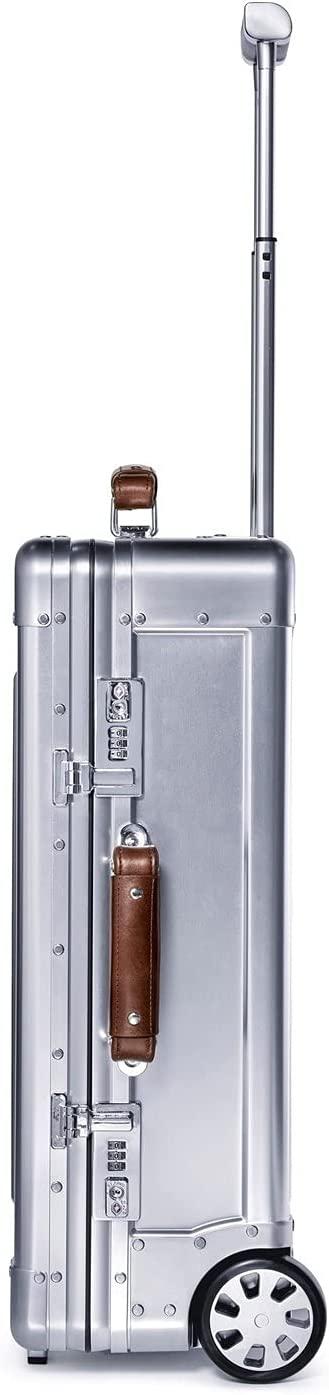 35L Cabin Travel Case - Full Aluminum Carry On Luggage, Italian Leather Handles