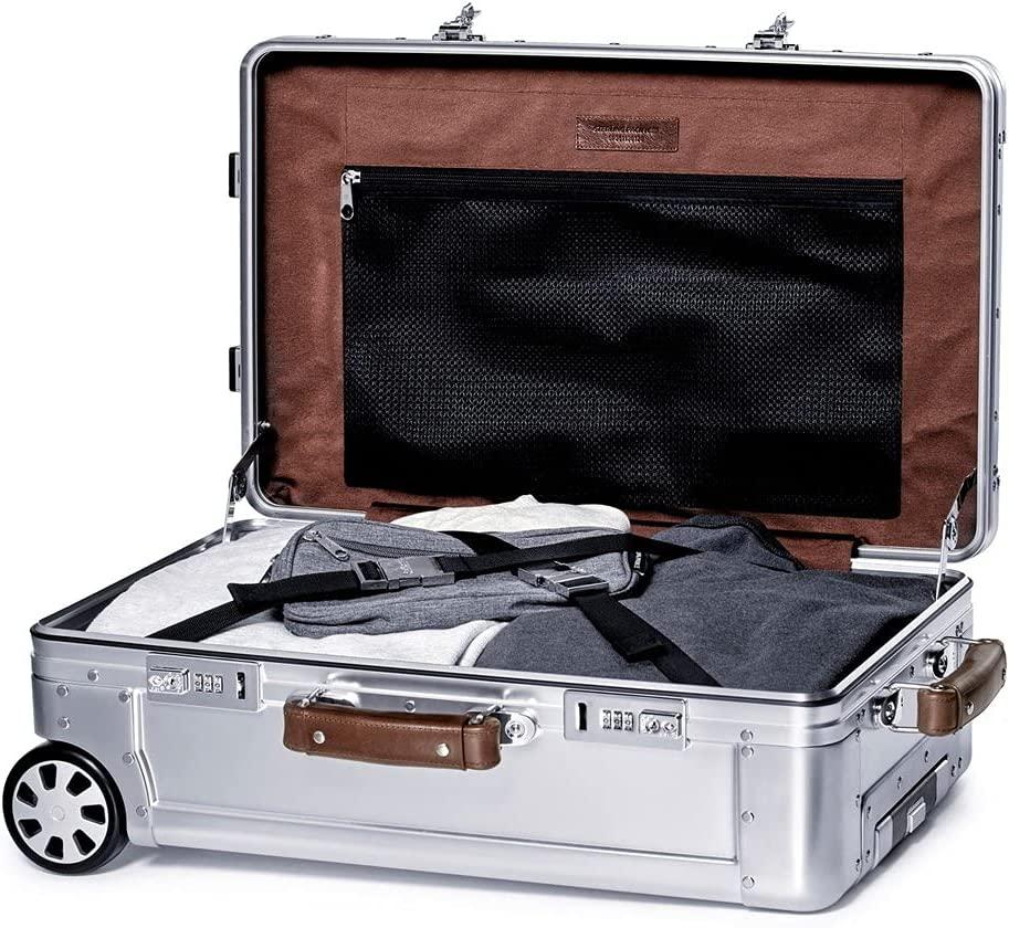 35L Cabin Travel Case - Full Aluminum Carry On Luggage, Italian Leather Handles