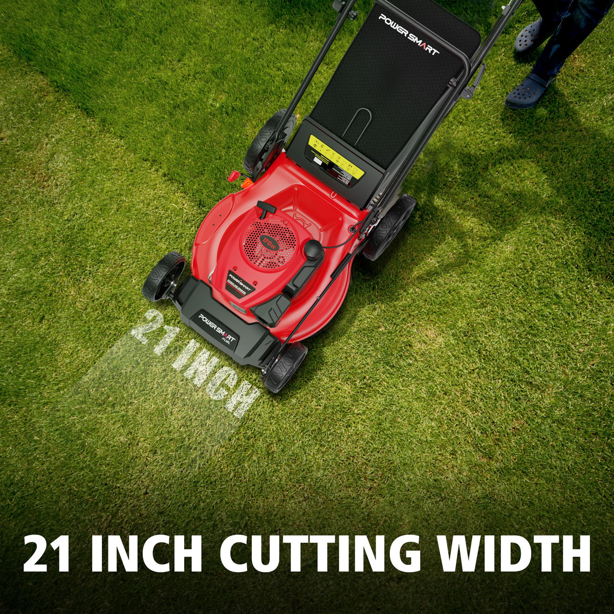 21" Self-Propelled Gas Lawn Mower | 170cc OHV Engine | Rear-Wheel Drive for Slopes | 3-in-1 Bag, Mulch &amp; Dischar| 6 Cutting Heights | Durable Steel Deck| Rear-Wheel Drive | Medium Yard