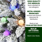 Fraser Hill Farm Multi-color Prelit LED White Flocked Slim Christmas Tree, 6.5'