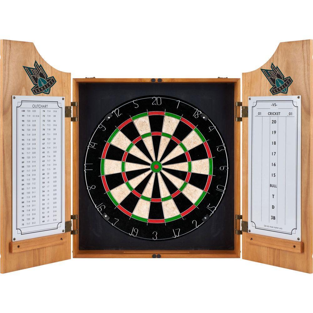 VAF 21 in. Seattle Bombers Wood Dart Board Cabinet Set