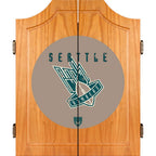 VAF 21 in. Seattle Bombers Wood Dart Board Cabinet Set