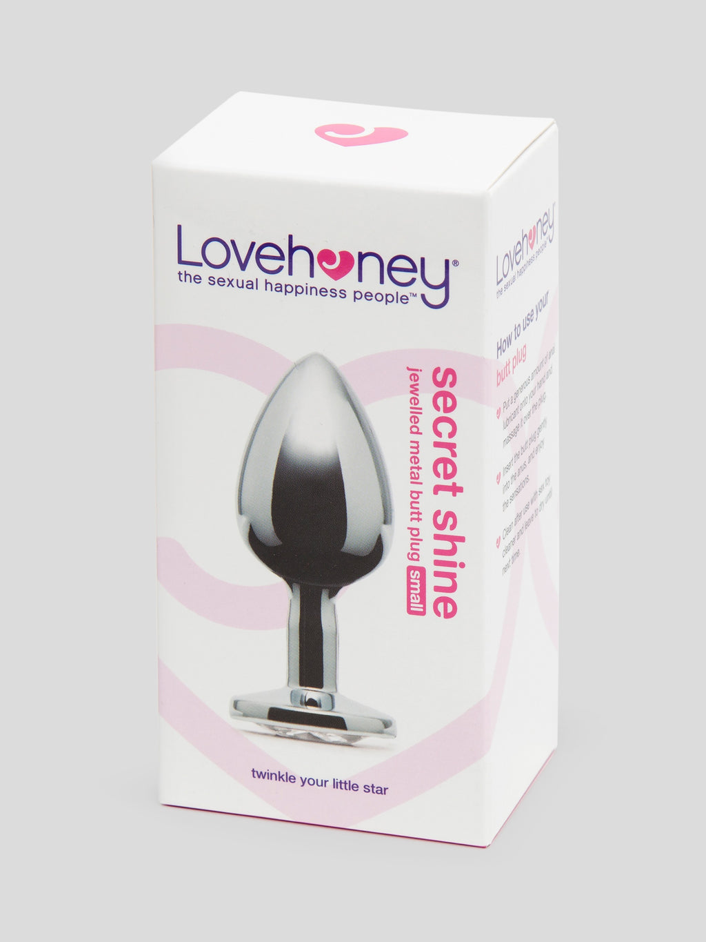 Lovehoney Jeweled Metal Butt Plug 2.5 Inch, Silver