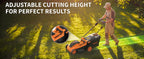 Cordless Lawn Mower, 17-Inch Battery Powered Electric Push Mower, 2-in-1 Mulching &amp; Bagging, 6 Cutting Heights, 40L Grass Bag, Lightweight Walk-Behind Mower for Small to Medium Yards, Orange