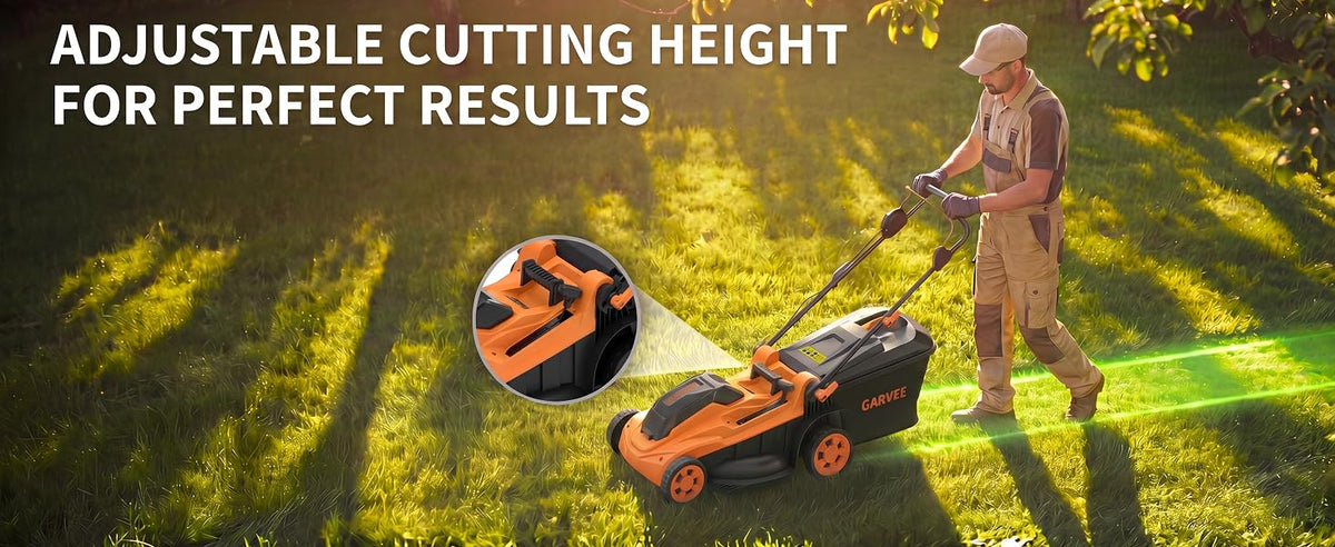 Cordless Lawn Mower, 17-Inch Battery Powered Electric Push Mower, 2-in-1 Mulching &amp; Bagging, 6 Cutting Heights, 40L Grass Bag, Lightweight Walk-Behind Mower for Small to Medium Yards, Orange