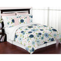 Pink Blue Watercolor Floral Full Queen Comforter Set by Sweet Jojo s