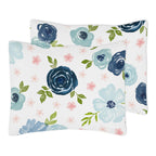 Pink Blue Watercolor Floral Full Queen Comforter Set by Sweet Jojo s