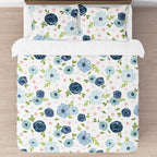 Pink Blue Watercolor Floral Full Queen Comforter Set by Sweet Jojo s