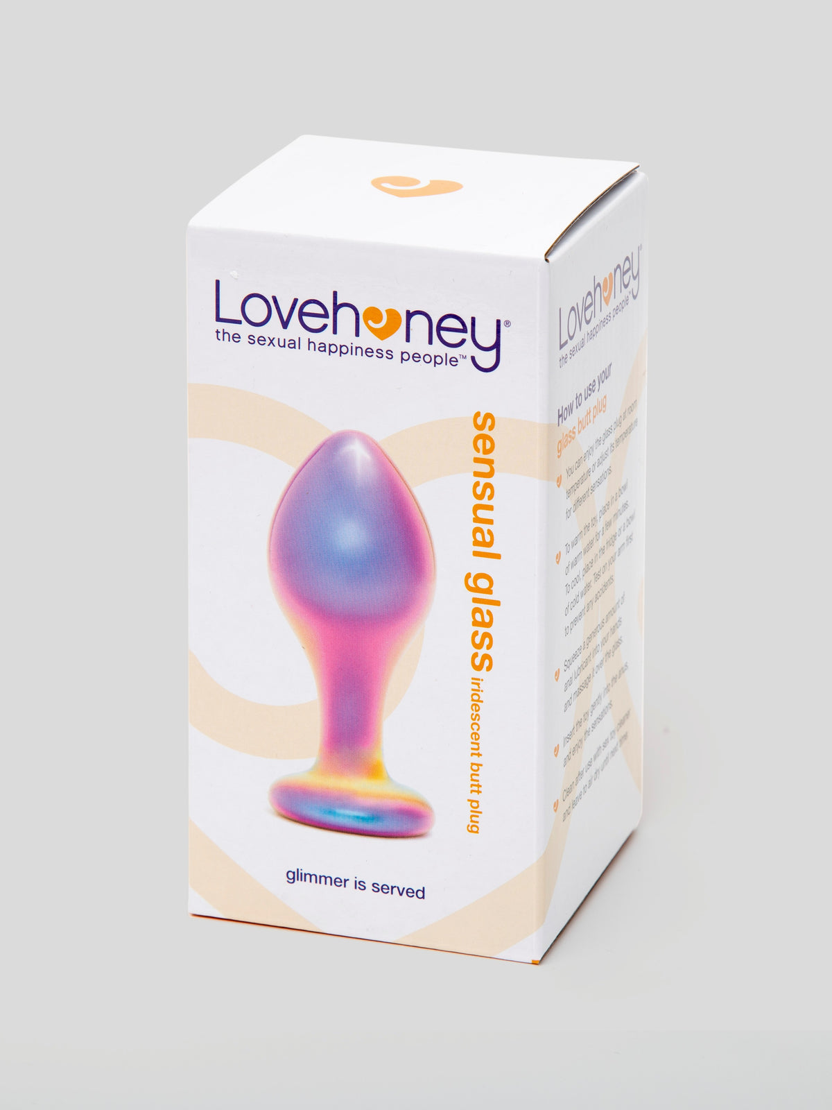 Lovehoney Sensual Glass Small Iridescent Butt Plug 3 Inch, Rainbow