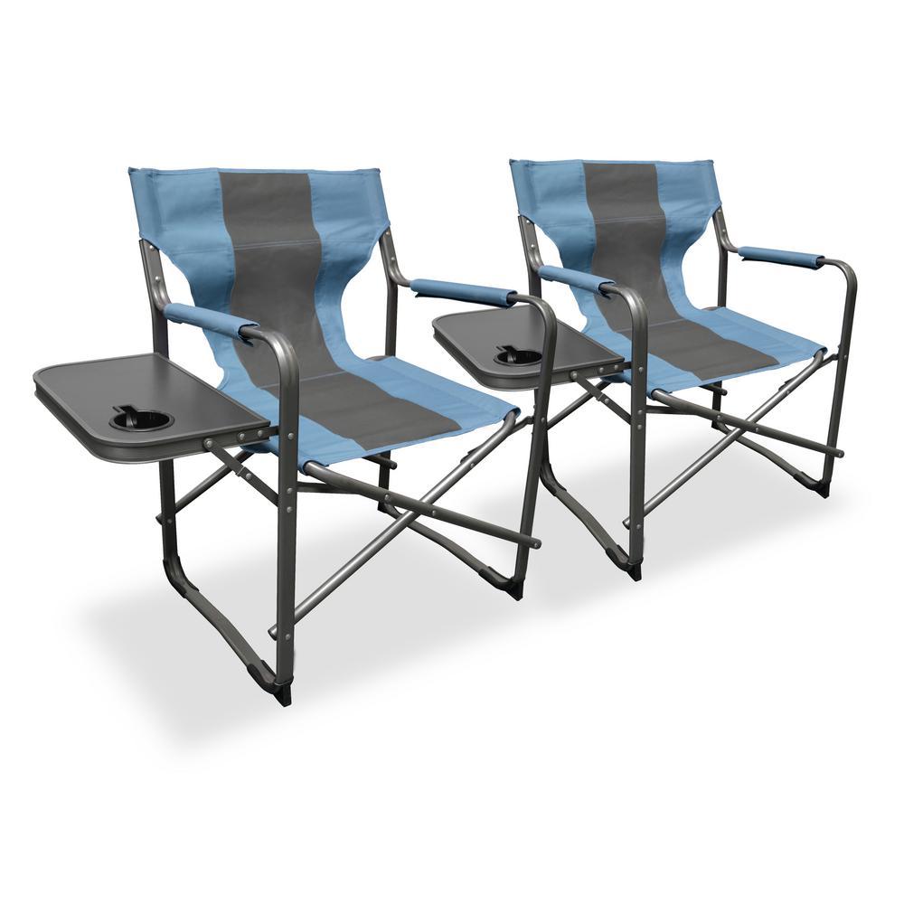 Elite Director's Teal/Gray Steel Folding Lawn Chair (2-Pack)