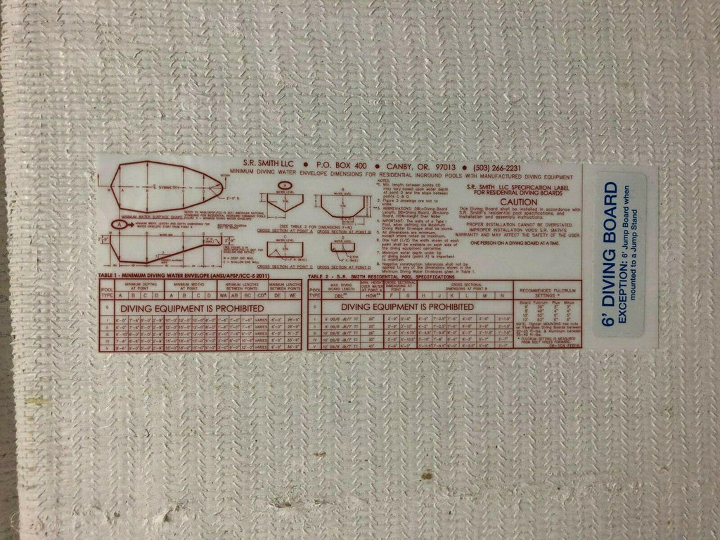 sr smith 6' long pool diving board only - pebble - sr-ac21-057560
