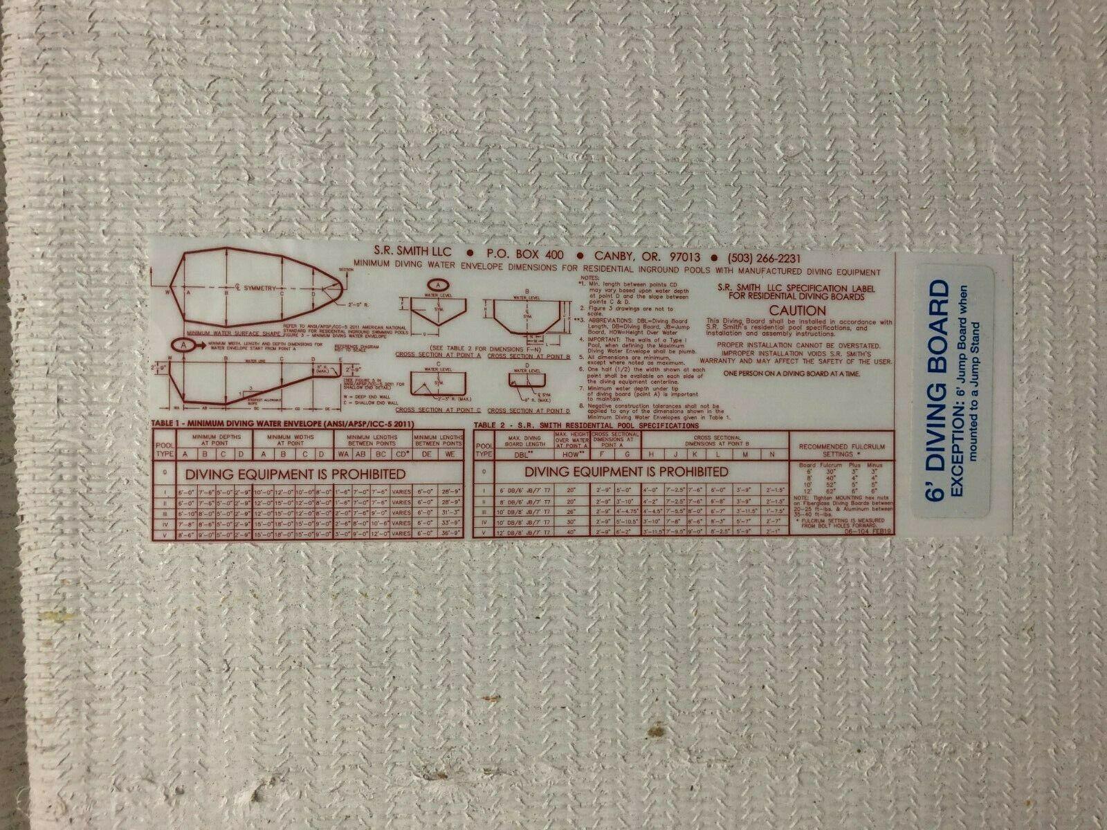 sr smith 6' long pool diving board only - pebble - sr-ac21-057560