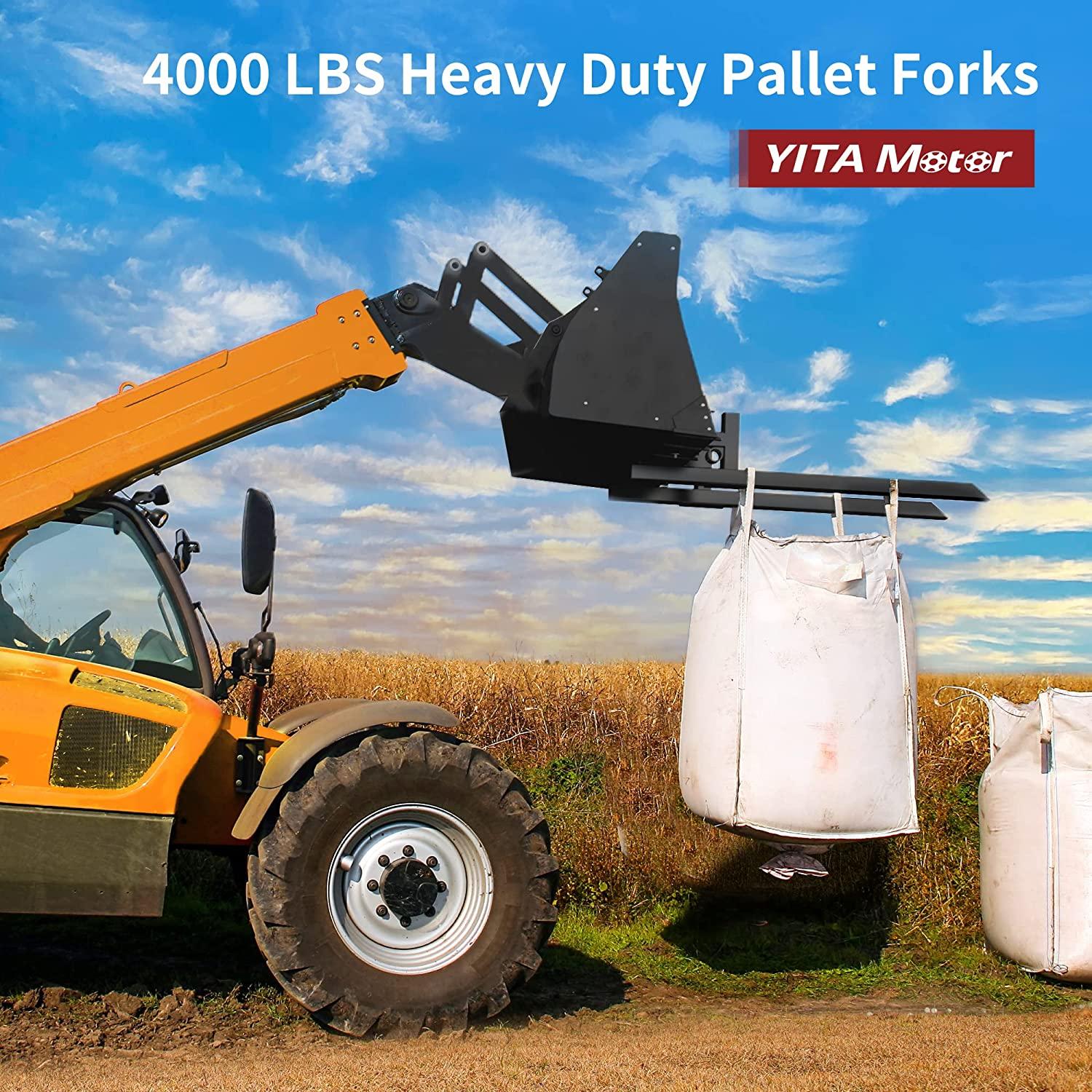 yitamotor 60" 4000lbs clamp on pallet forks heavy duty forks for tractor loader bucket