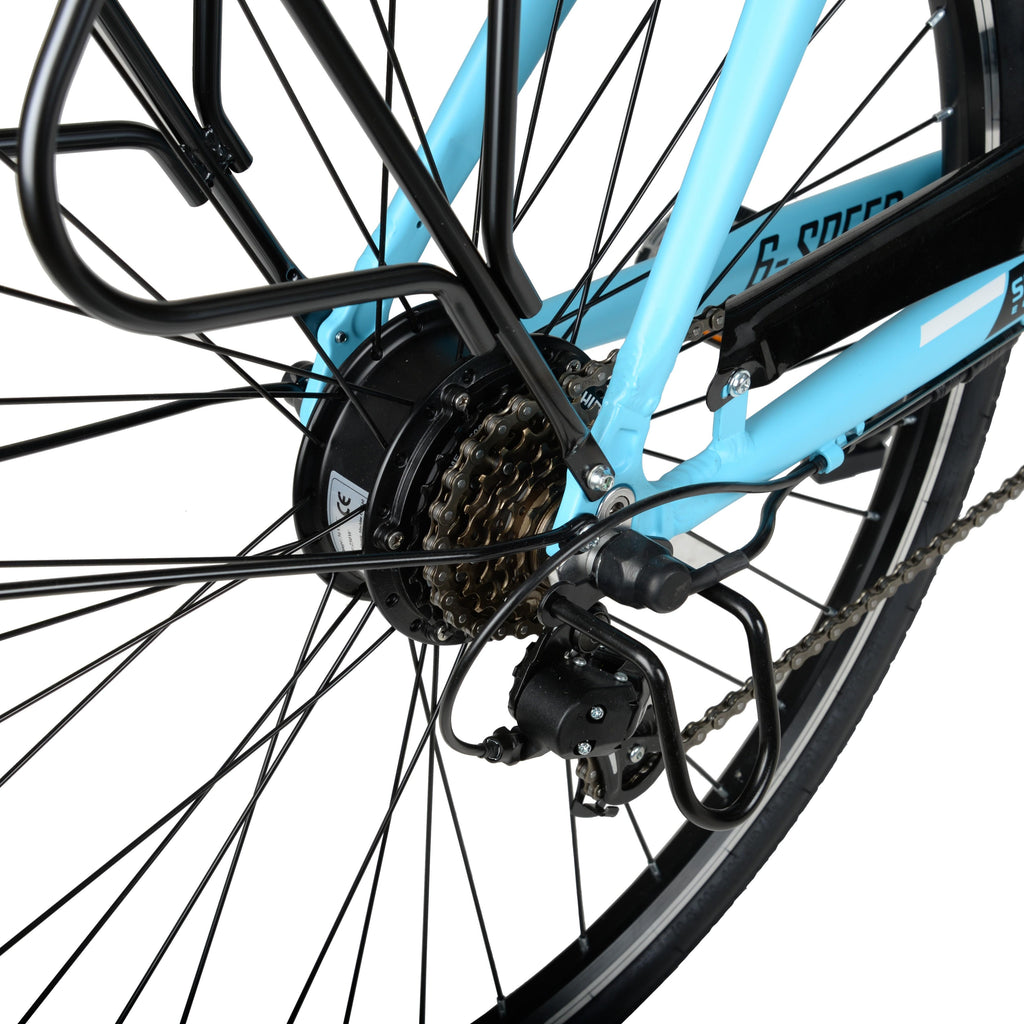 Hyper Bicycles E-Ride Electric Pedal Assist Commuter Bike, 700C Wheels, Blue