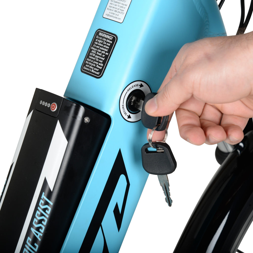 Hyper Bicycles E-Ride Electric Pedal Assist Commuter Bike, 700C Wheels, Blue