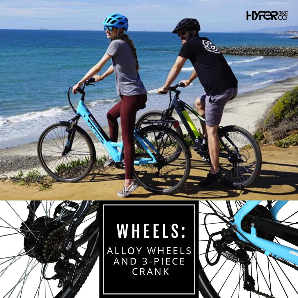 Hyper Bicycles E-Ride Electric Pedal Assist Commuter Bike, 700C Wheels, Blue