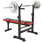Folding Weight Bench with Barbell Rack Lifting Press Gym Adjustable Incline Multifunctional Workout Station