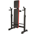 Folding Adjustable Weight Bench with Barbell Rack Set for Fitness Exercise and Strength Workout Black and Red