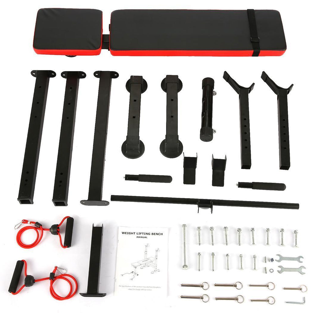 Folding Weight Bench with Barbell Rack Lifting Press Gym Adjustable Incline Multifunctional Workout Station